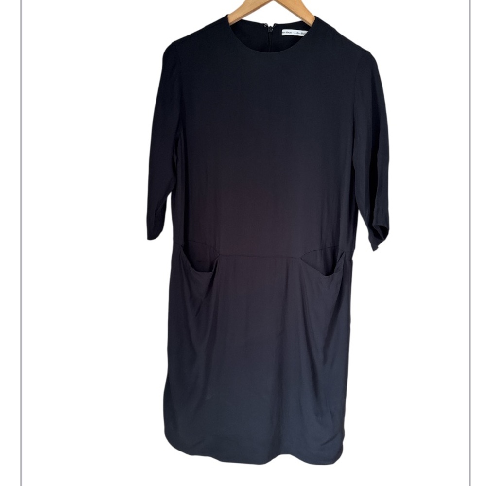 & other stories dress Black with Pockets 3/4 length sleeve size 4 viscose